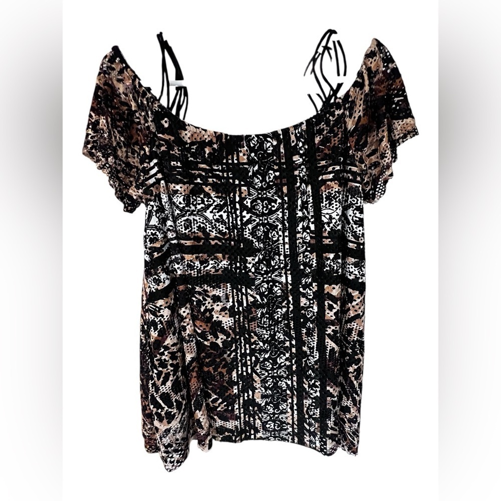 Alberto Makali Black and Brown Lace Blouse